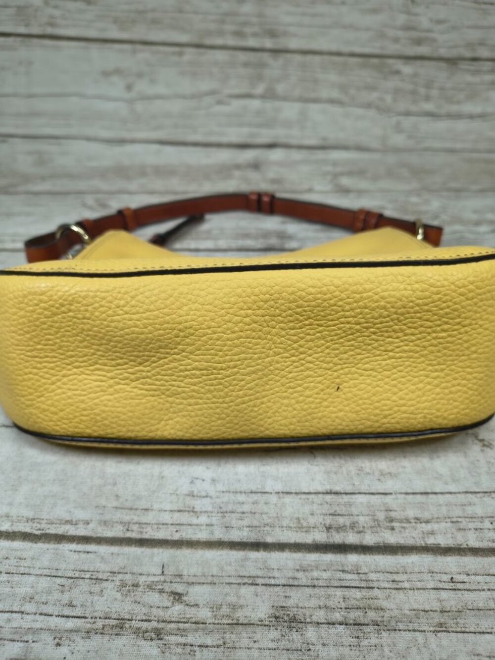 Dooney & Bourke Yellow Small Kiley Hobo Pebbled Leather Shoulder Bag - Picture 9 of 10